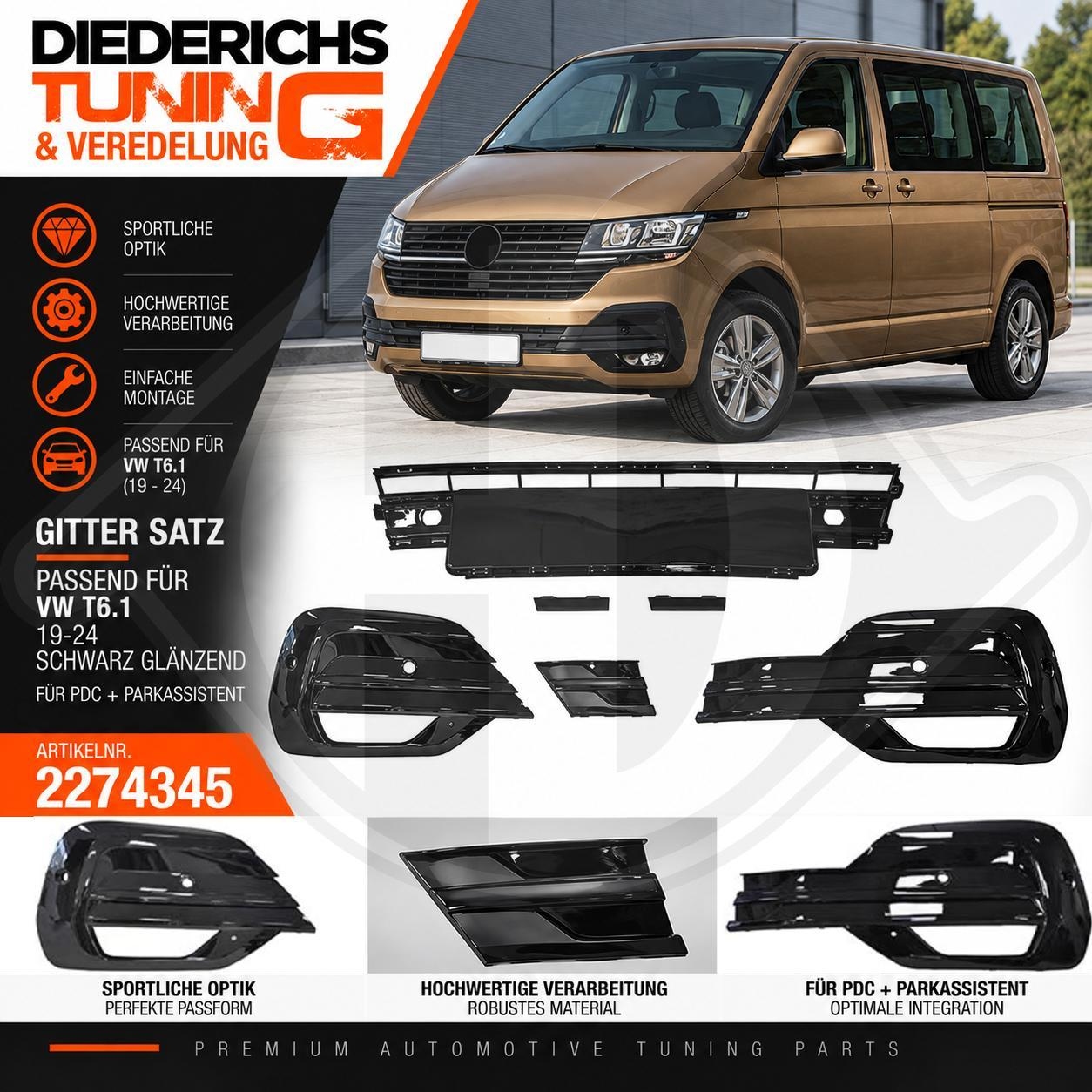 DIEDERICHS Ventilatiegrille, bumper HD Tuning